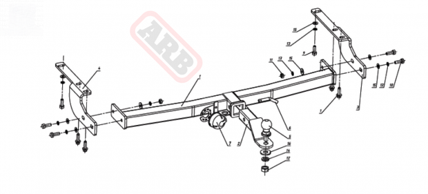 Фаркоп для Toyota Highlander U 20-40 , Lexus RX 300,350,400 2003-2010_Нагрузка 3100/120 кг. Шар: Е